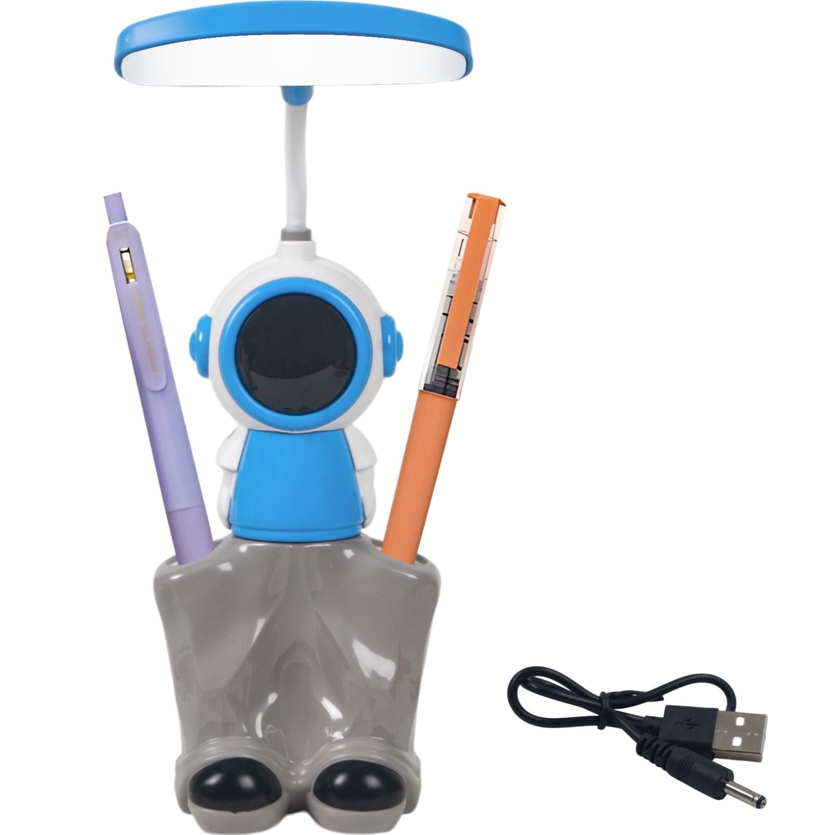 چراغ مطالعه رو میزی ۳ کاره تراش و جا قلمی مدل فضانورد - آبی Astronaut 3 in 1 Table Lamp