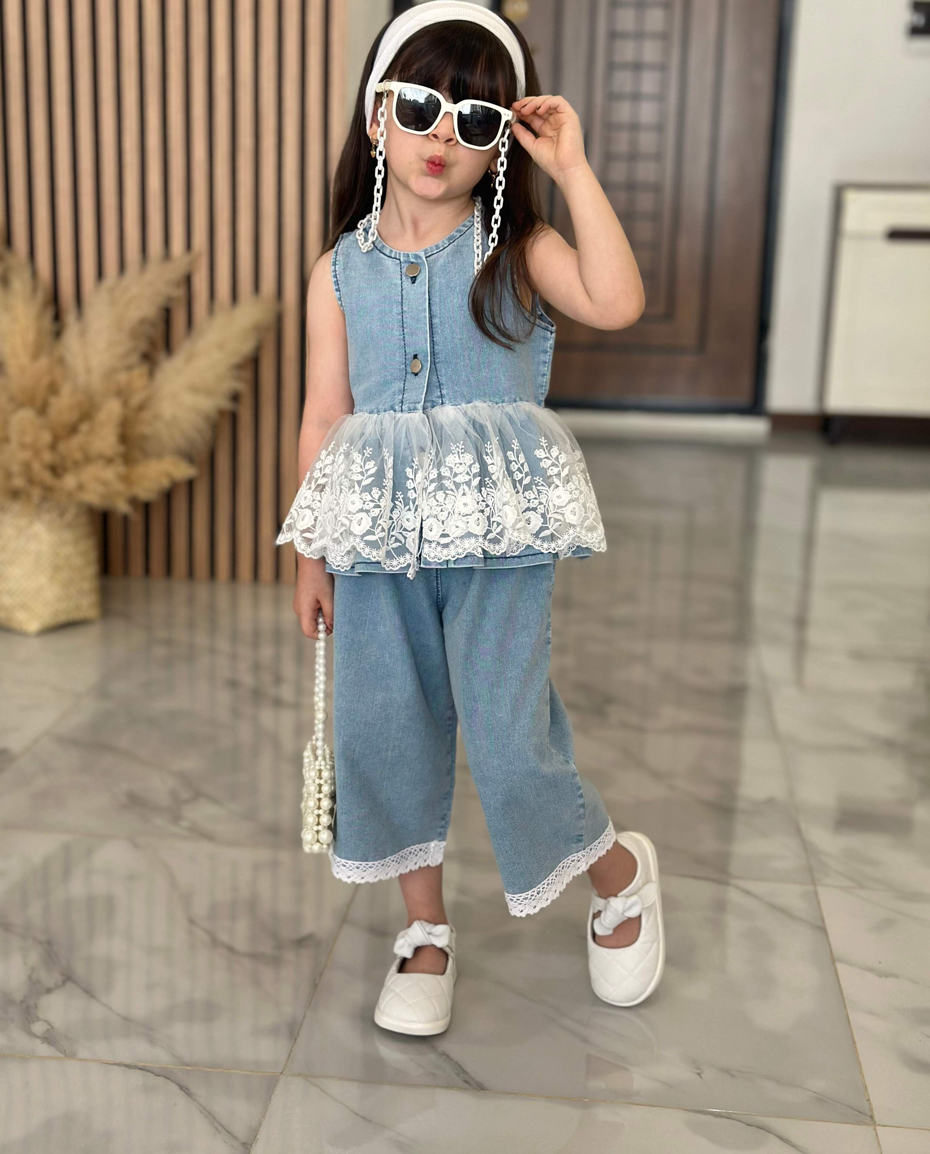 ست تاپ و شلوار جین دخترانه سایز ۲ تا ۸ سال