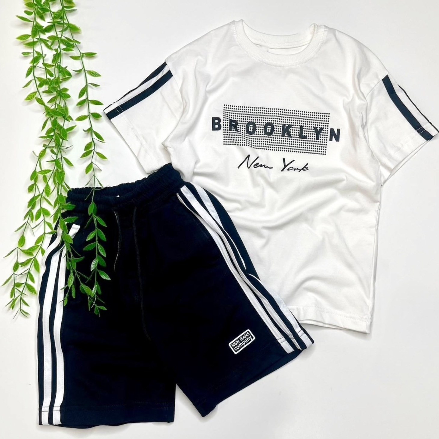 تیشرت شلوارک اسپرت دخترانه و پسرانه ست ورزشی و راحتی طرح brooklyn Kids clothes