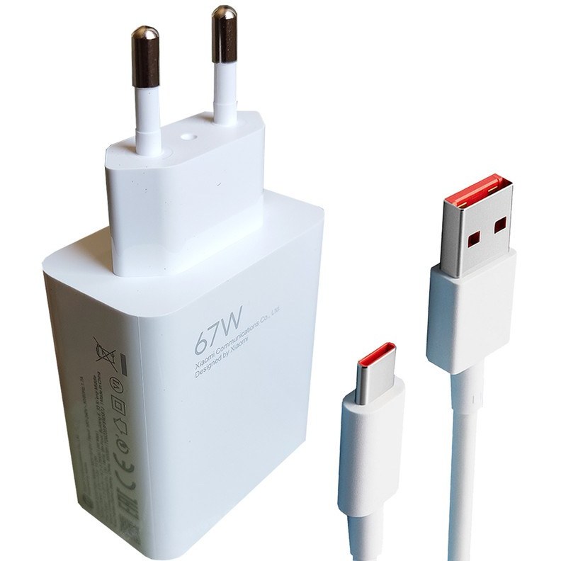 شارژر شیائومی توان 67 وات دو پین همراه کابل Charger Xiaomi 67W Dual Pin with Cable