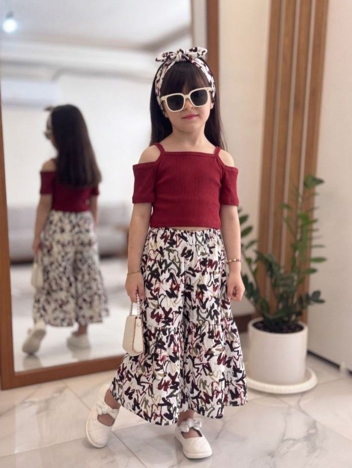 ست سه تیکه کراپ شلوار بچه گانه دخترانه ۲ تا ۹ سال رنگبندی