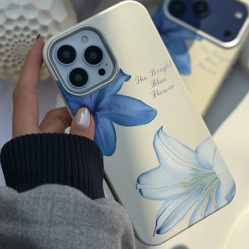 قاب ماسا کیس لیلیوم آبی آیفون مدل های 11 تا 17 با طراحی خاص و کیفیت بالا | همراه اکسسوری - iPhone 13Promax Masa Lilium Blue Case for iPhone 11 to 17 High Quality Design | Hamrah Accessory