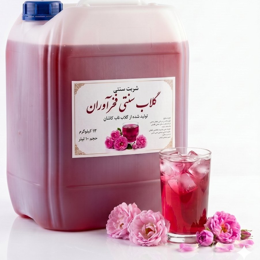شربت گلاب(گل محمدی)سنتی 13کیلوگرمی (10لیتری) گالنی فخرآوران(پسکرایه)