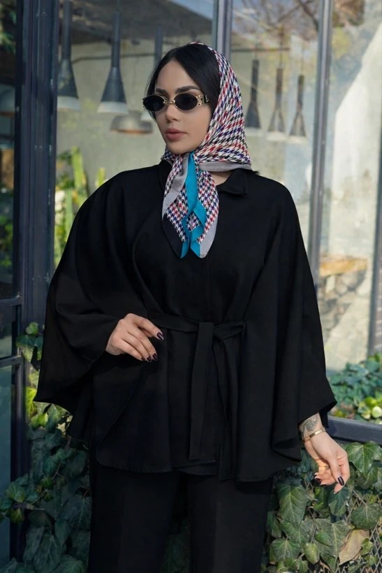 مانتو پانچ عروسکی کیمونو زنانه جنس مازراتی فری سایز ۳۸ تا ۴۸ رنگ قهوه ای شکلاتی