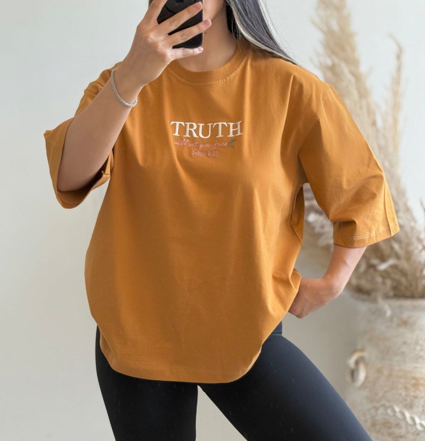 تیشرت باکسی زنانه پنبه ای چاپ TRUTH
