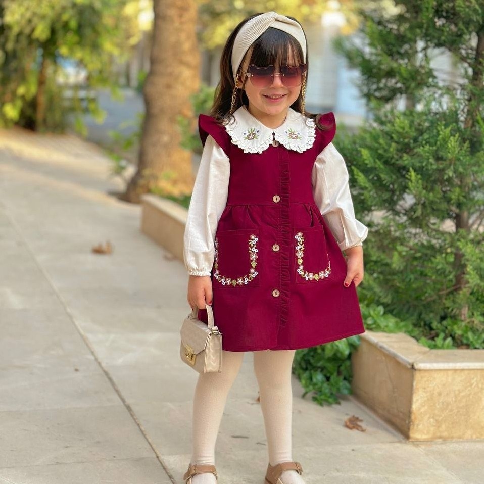 پیراهن دخترانه لینن کتان مناسب ۳ تا ۹ سال