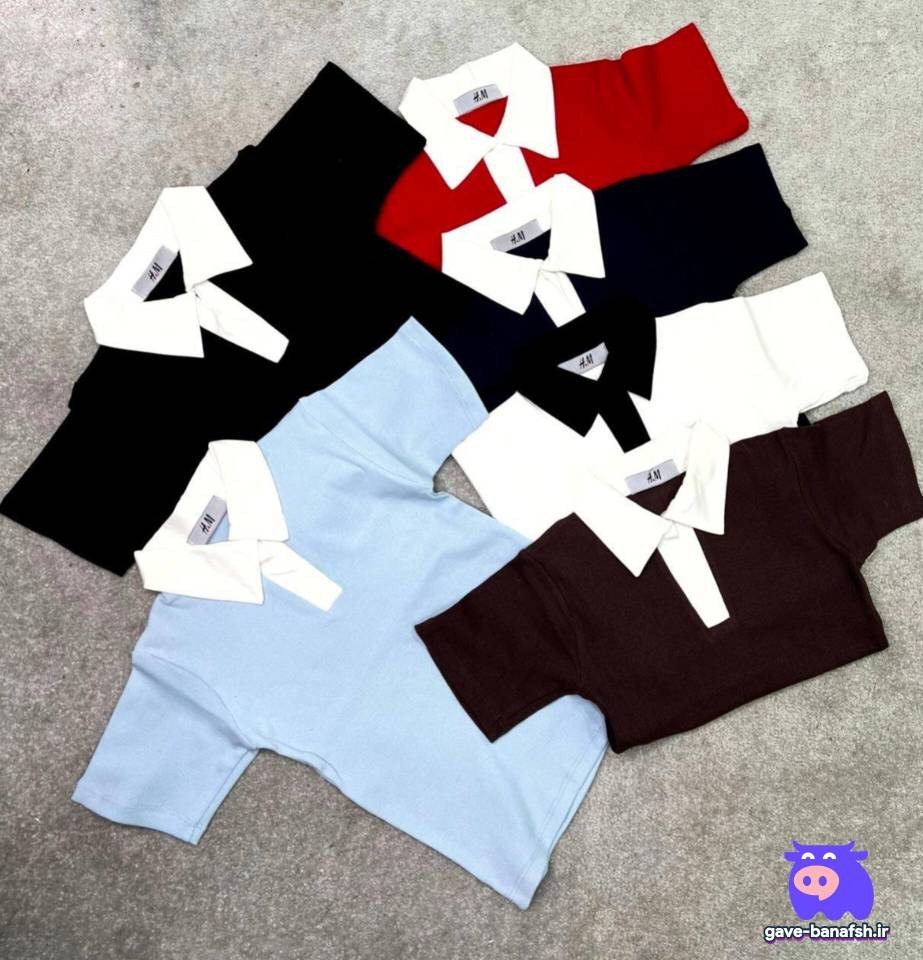 پلوشرت فانریپ یقه پنبه در 6 رنگ Cotton-collar fine-rib polo shirt in 6 colors