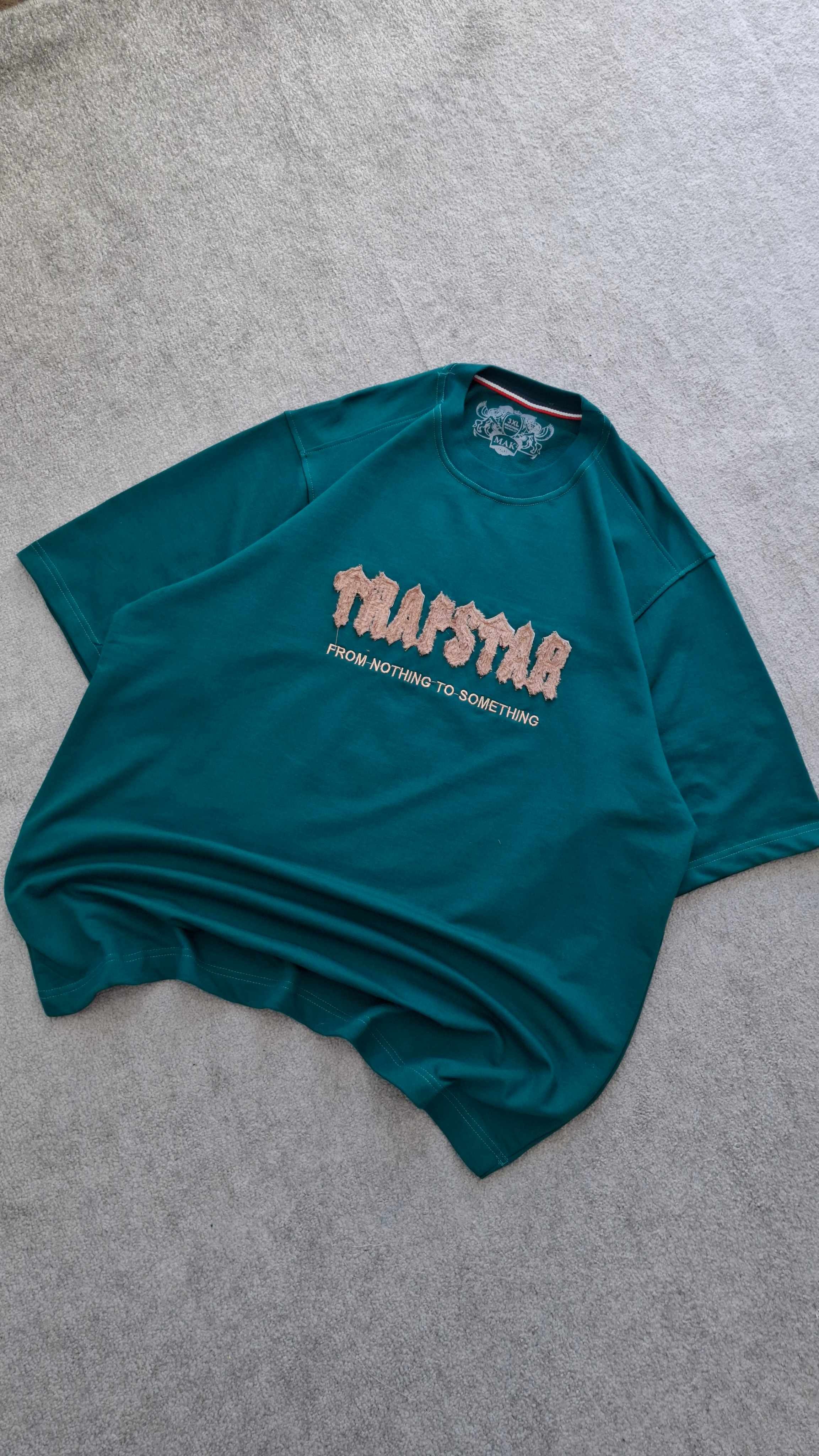 تیشرت سبز پارچه دورس 2 نخ قواره باکسی مدل trapstar کد TSH0027