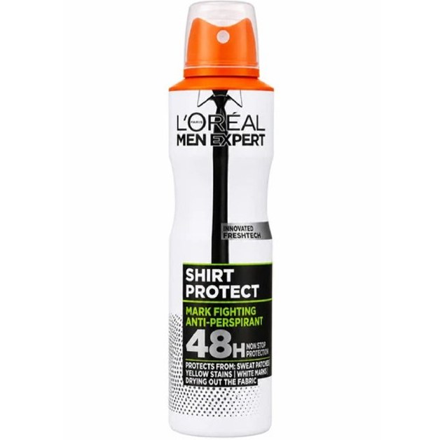 اسپری ضدتعریق لورآل مدل Shirt Protect سری Men Expert مردانه 250 میلی لیتر